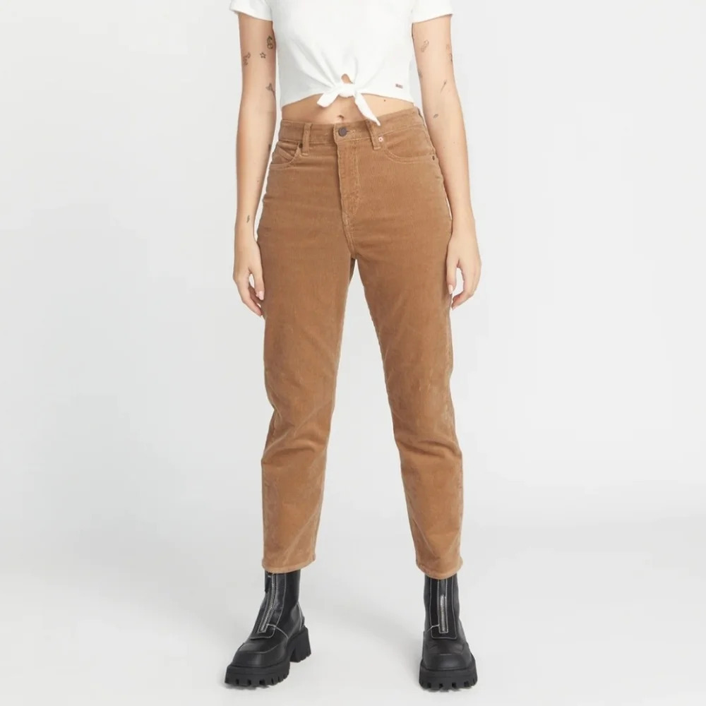 Volcom Stoned Straight Corduroy Pants Caramel Khaki Size 24 Y2K Skater Academia